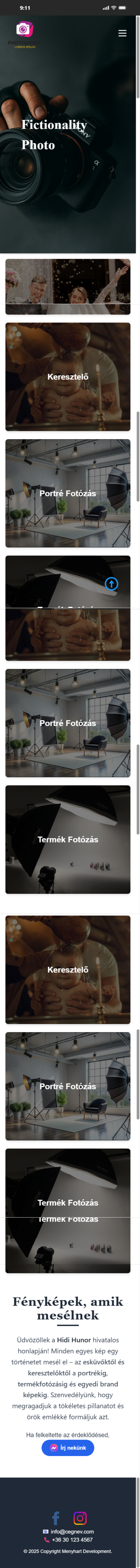Photoproiect gyakorló portfólió sablon képernyőkép