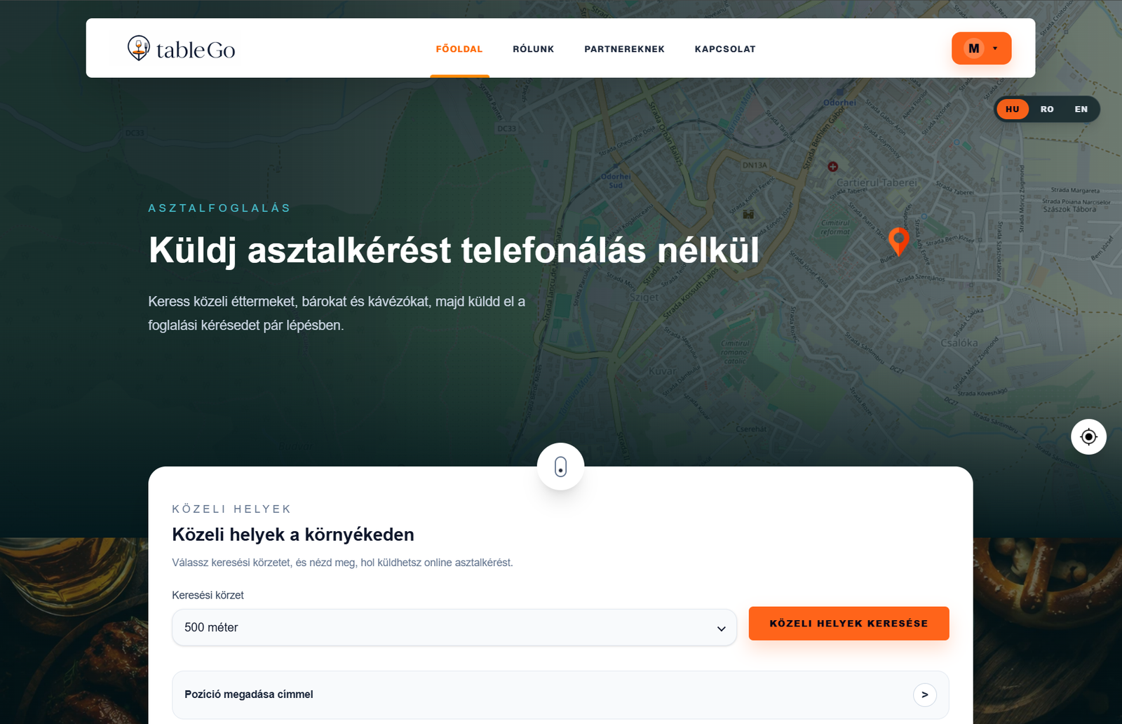 tableGo asztalfoglalási rendszer képernyőkép