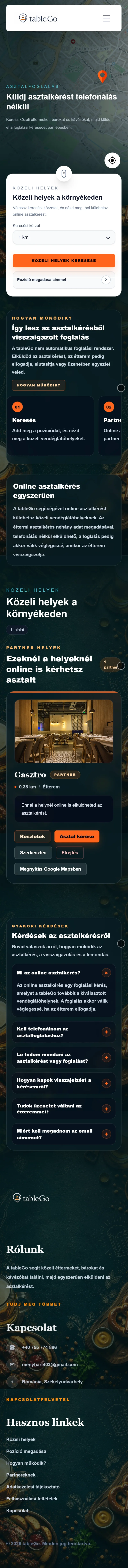 tableGo asztalfoglalási rendszer képernyőkép