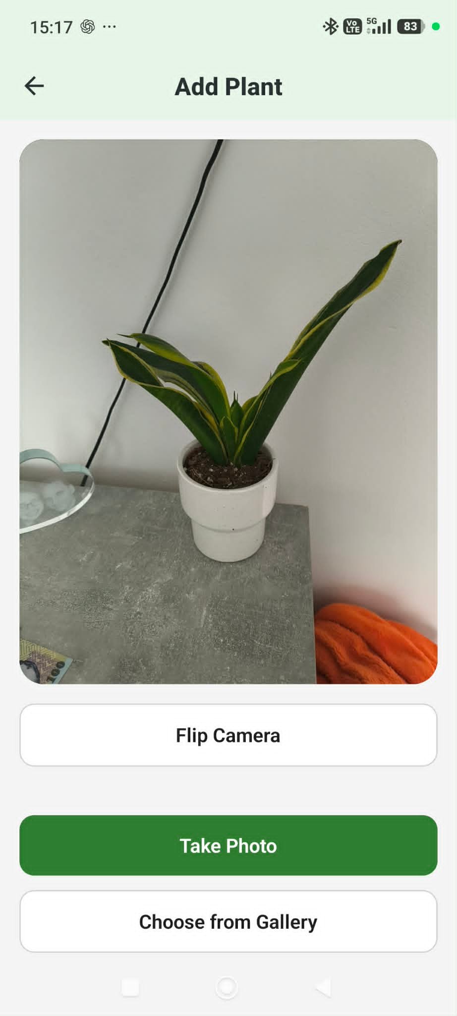 PlantyCare mobilalkalmazás képernyőkép