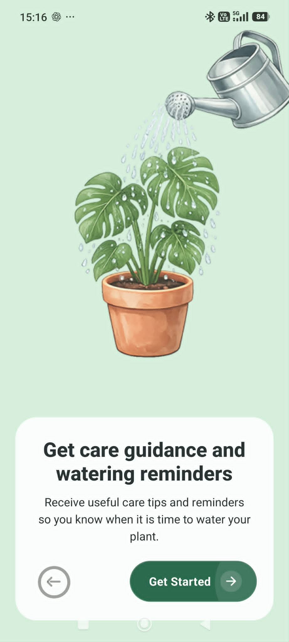 PlantyCare mobilalkalmazás képernyőkép