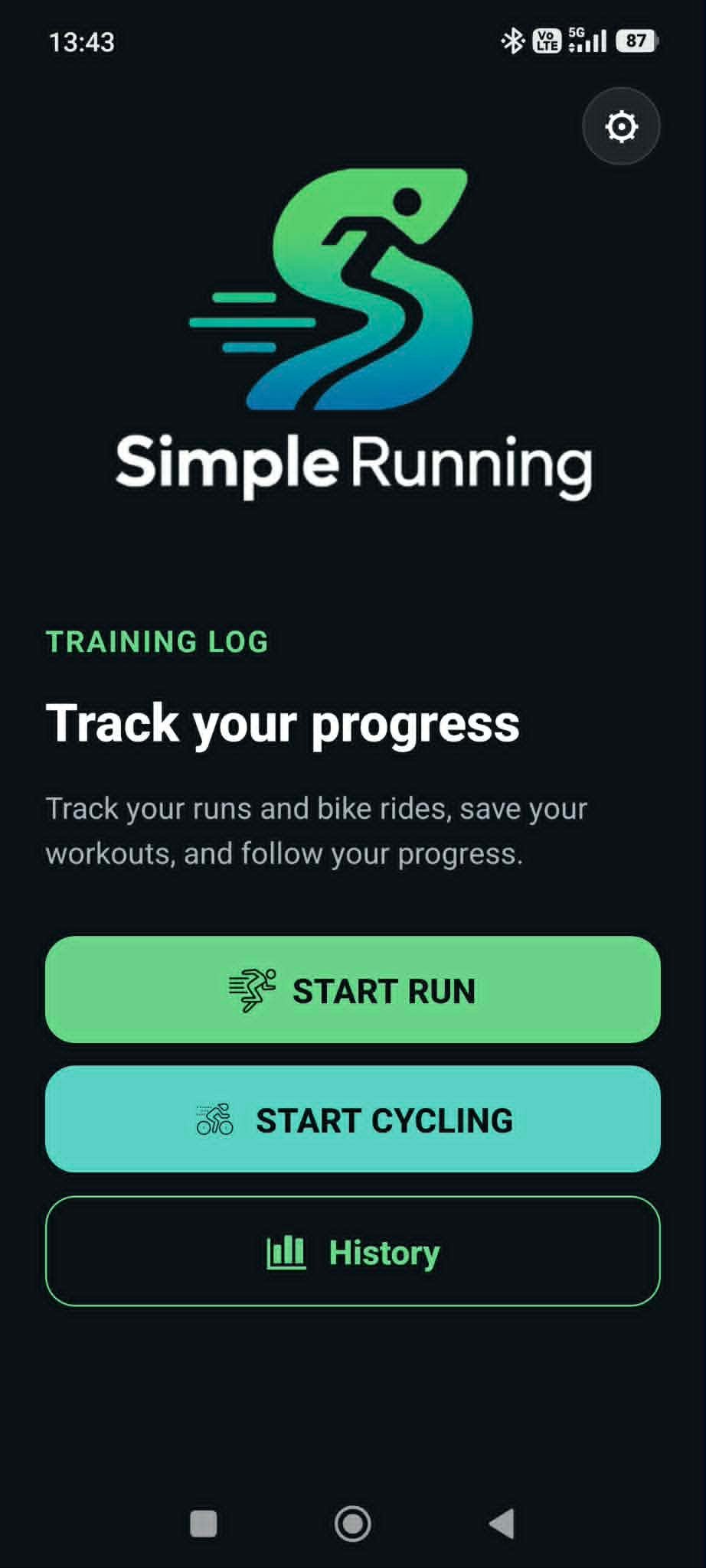 SimpleRunning mobilapp projekt előnézet